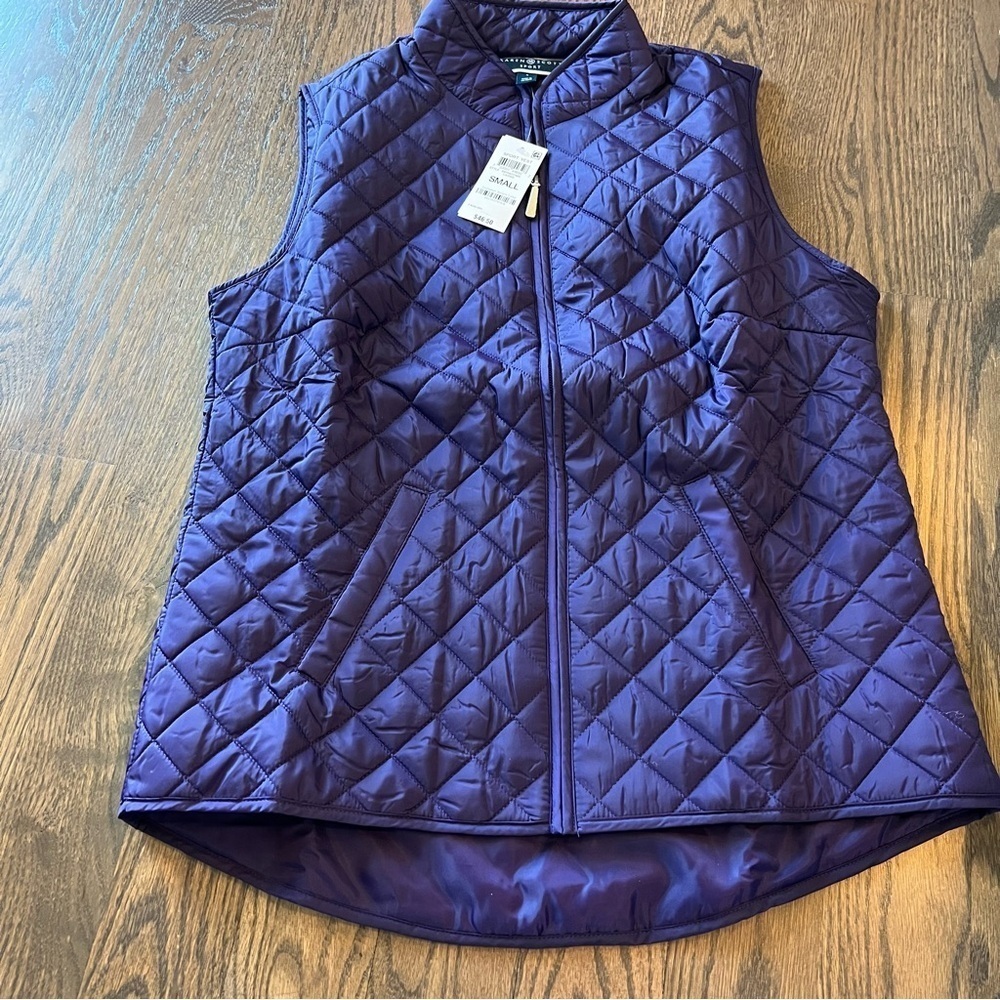 NWT Karen Scott puff quilted sport vest in purple size small